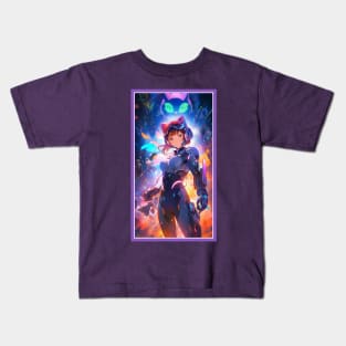 Anime Cute Cat Girl | Sci-Fi Manga Girl Anime Art Kids T-Shirt